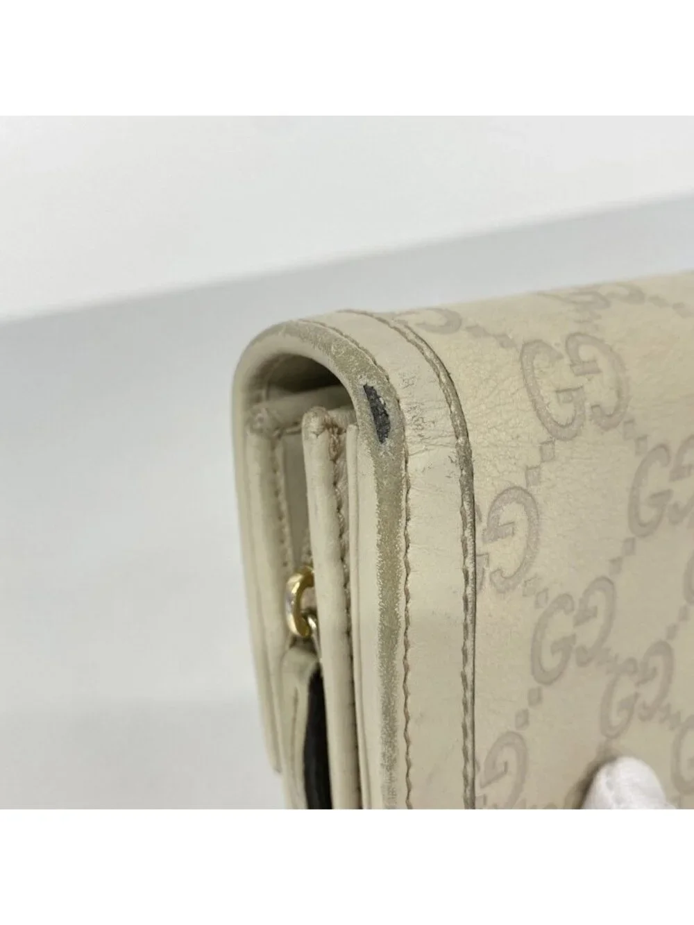 ★SOLD★ Gucci Wallet Guccissima Leather Beige Gold - Picture 5 of 9